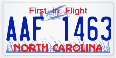NC license plate AAF1463