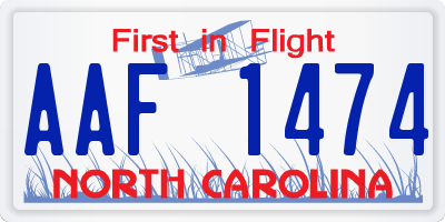 NC license plate AAF1474