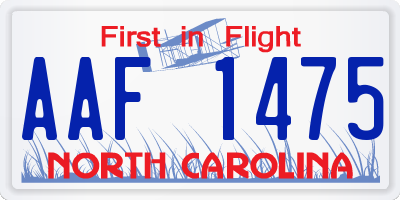 NC license plate AAF1475