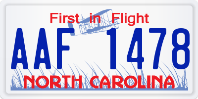 NC license plate AAF1478