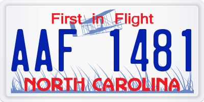 NC license plate AAF1481