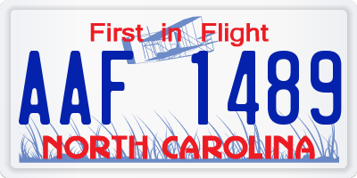 NC license plate AAF1489