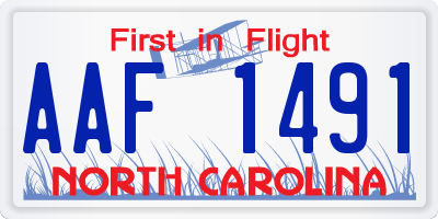 NC license plate AAF1491