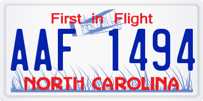 NC license plate AAF1494