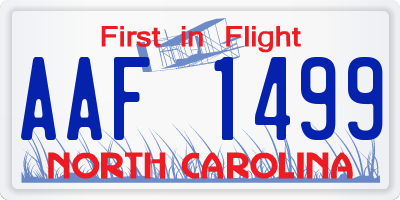 NC license plate AAF1499