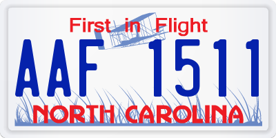 NC license plate AAF1511