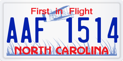 NC license plate AAF1514
