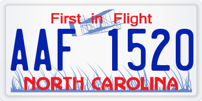 NC license plate AAF1520