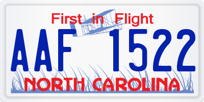 NC license plate AAF1522