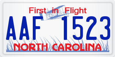 NC license plate AAF1523