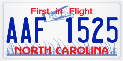 NC license plate AAF1525