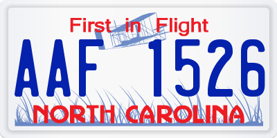 NC license plate AAF1526