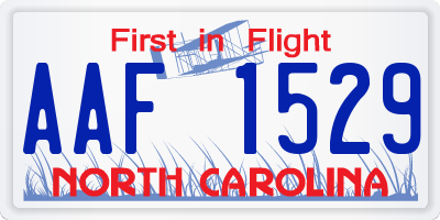NC license plate AAF1529
