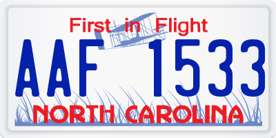 NC license plate AAF1533