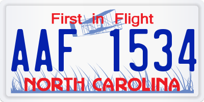 NC license plate AAF1534