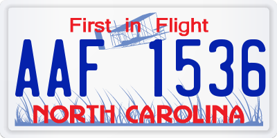 NC license plate AAF1536