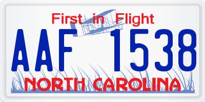 NC license plate AAF1538