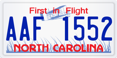 NC license plate AAF1552