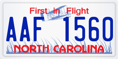 NC license plate AAF1560