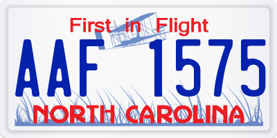 NC license plate AAF1575