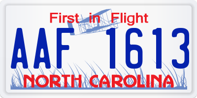 NC license plate AAF1613