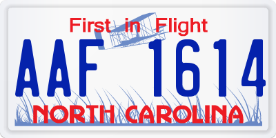 NC license plate AAF1614
