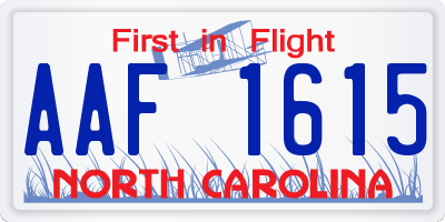NC license plate AAF1615
