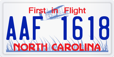 NC license plate AAF1618