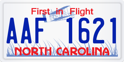 NC license plate AAF1621