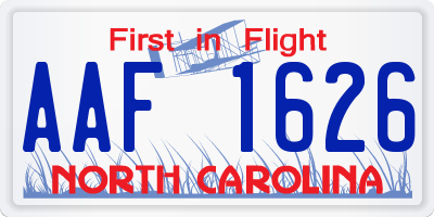 NC license plate AAF1626