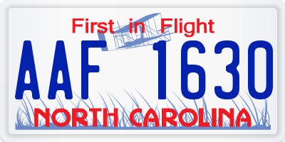 NC license plate AAF1630