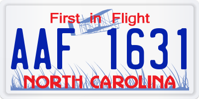 NC license plate AAF1631