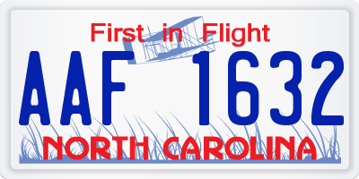 NC license plate AAF1632
