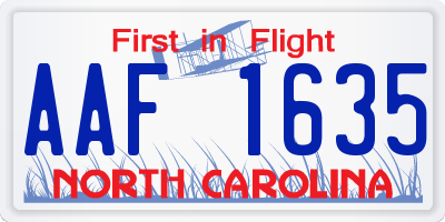 NC license plate AAF1635