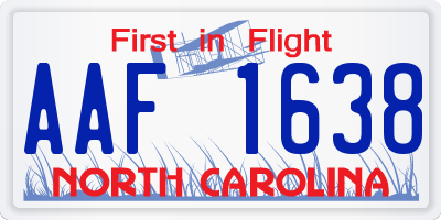 NC license plate AAF1638