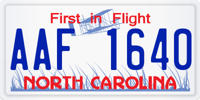 NC license plate AAF1640