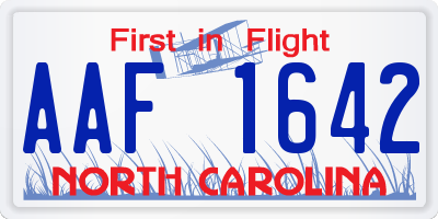 NC license plate AAF1642