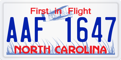 NC license plate AAF1647
