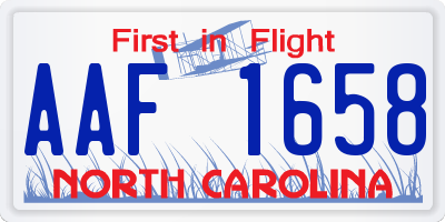 NC license plate AAF1658