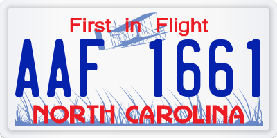 NC license plate AAF1661