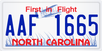 NC license plate AAF1665