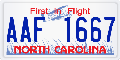 NC license plate AAF1667