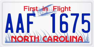 NC license plate AAF1675
