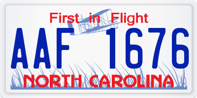 NC license plate AAF1676