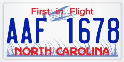 NC license plate AAF1678