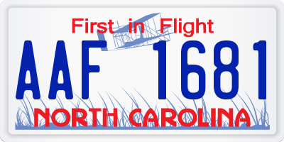 NC license plate AAF1681
