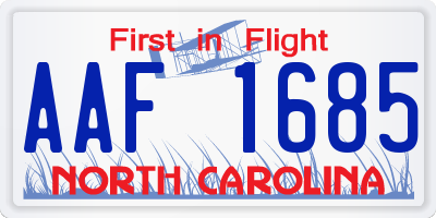 NC license plate AAF1685