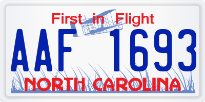 NC license plate AAF1693