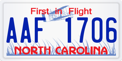 NC license plate AAF1706