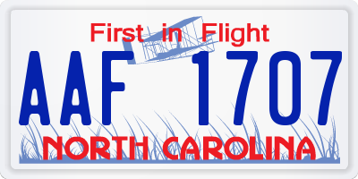 NC license plate AAF1707
